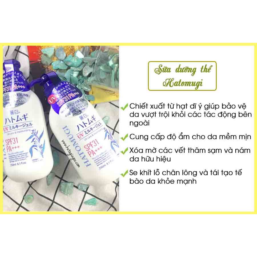 Sữa Dưỡng Thể Trắng Da Chống Nắng HATOMUGI MILKY UV SPF31 PA+++