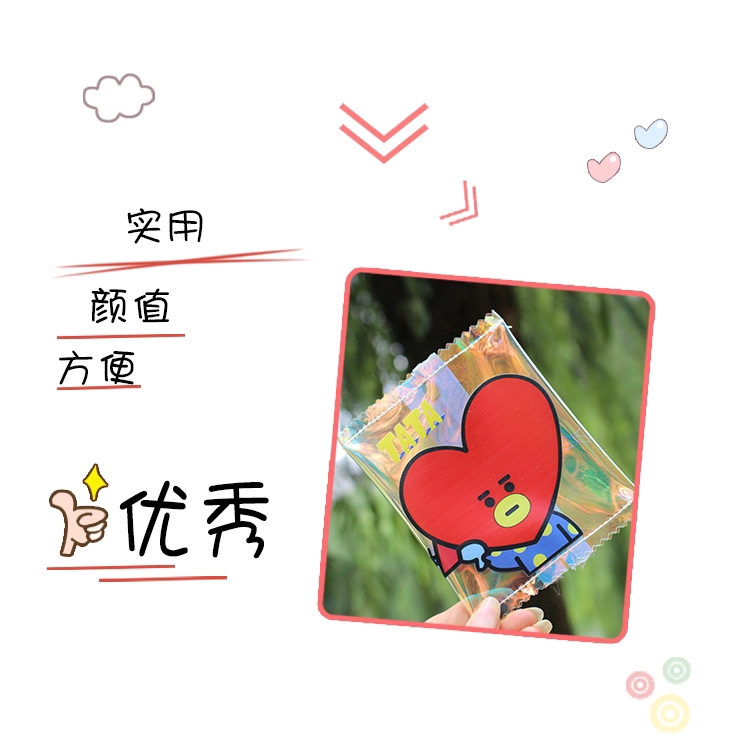 bts wallet anti-aging youth group transparent color laser student wallet cartoon cute bus card kit candy bag