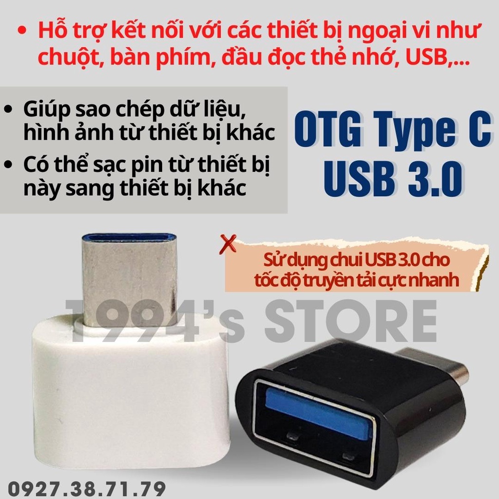 Cáp OTG USB sang Type-C tốc độ cao 3.0 - Sao chép dữ liệu - Sạc ngược - Kết nối bàn phím và chuột