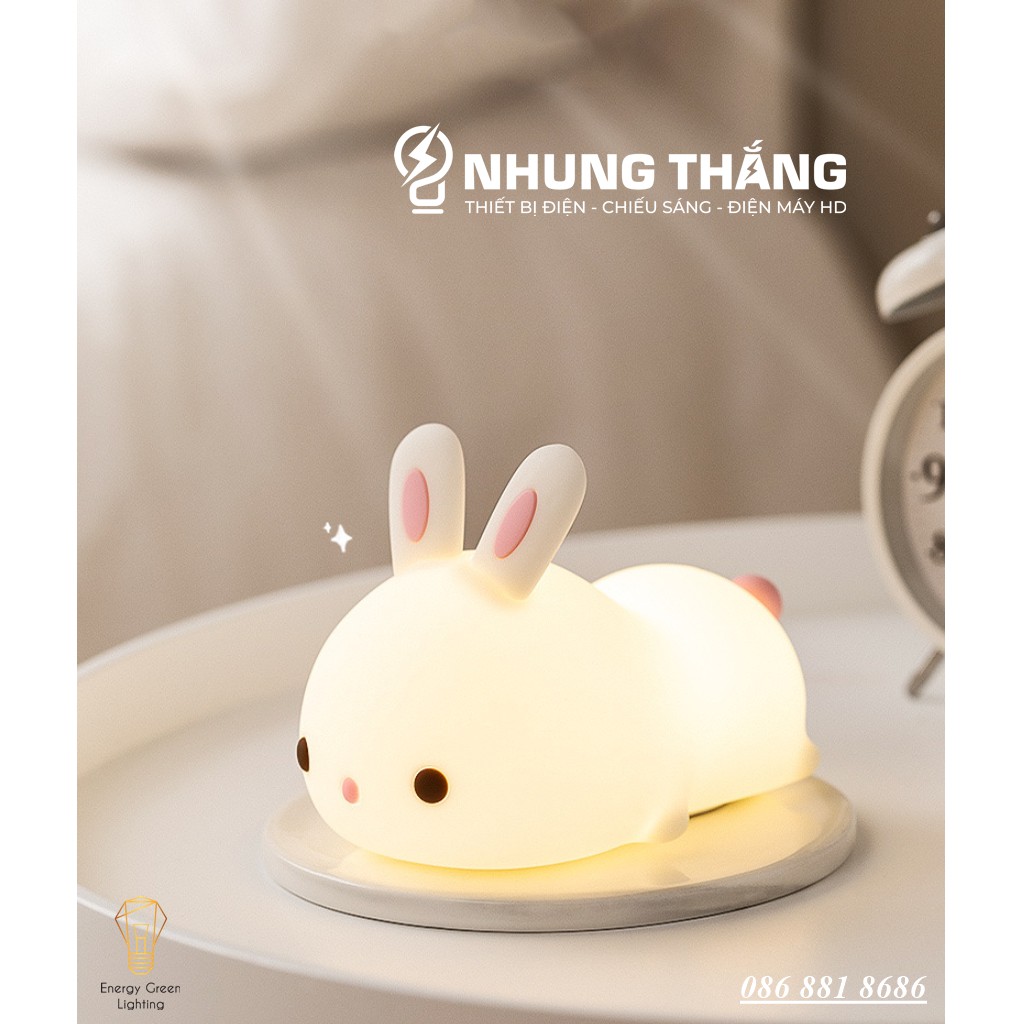 Đèn Ngủ Hình Chú Thỏ Xinh Xắn Dễ Thương WH-A13 - Thay Đổi Màu Sắc Tùy Thích - Silicon Mềm Mại Siêu Bền-Pin Sạc Tích Điện