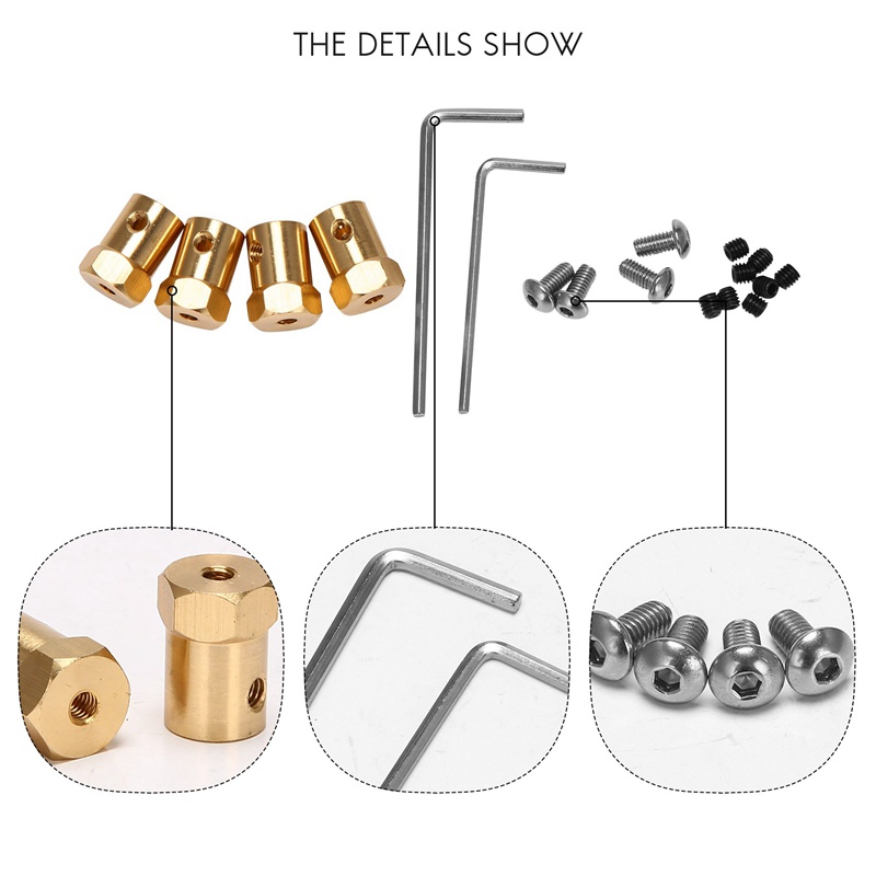 Bộ 4 Đầu Nối Trục Bánh Xe 5mm Sang 12mm Cho WPL B14 B16 B24 B36 C14 C24 MN D90 D91 RC