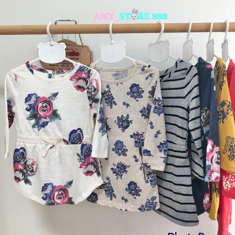 Váy đầm thu đông xuất dư cho bé gái dài tay chất cotton mềm mịn