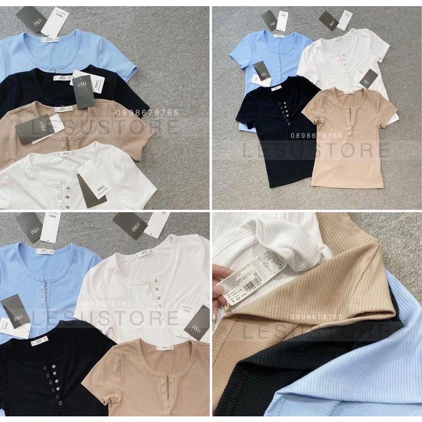 Áo tăm nữ, Áo ZR vải tăm khuy dập cúc ngực hot trend