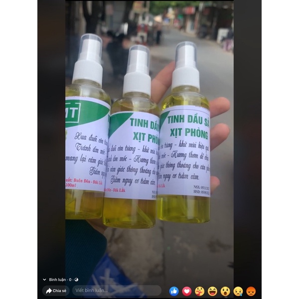 Tinh dầu xả xịt phòng khử mùi xua đuổi muỗi côn trùng hiệu quả lọ 100ml