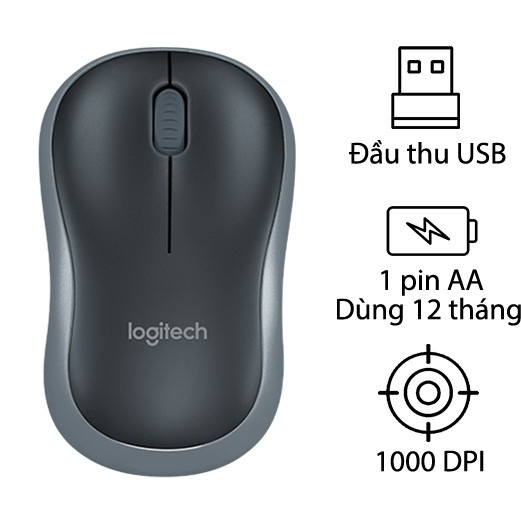 Chuột không dây,mouse không dây Logitech Laser M185(BH 6 tháng)