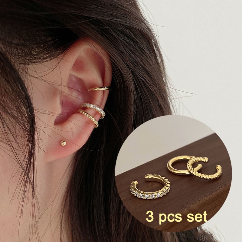 Khuyên Kẹp Vành Tai Mạ Bạc 925 Hình Tròn Đơn Giản