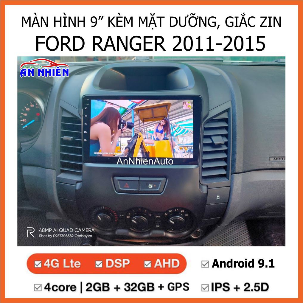 Màn Hình 9 inch Cho Xe FORD RANGER 2011-2015 Chạy Android Tiếng Việt - Đầu DVD Android Kèm Mặt Dưỡng RANGER