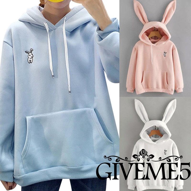 Áo hoodie tai thỏ dễ thương cho nữ