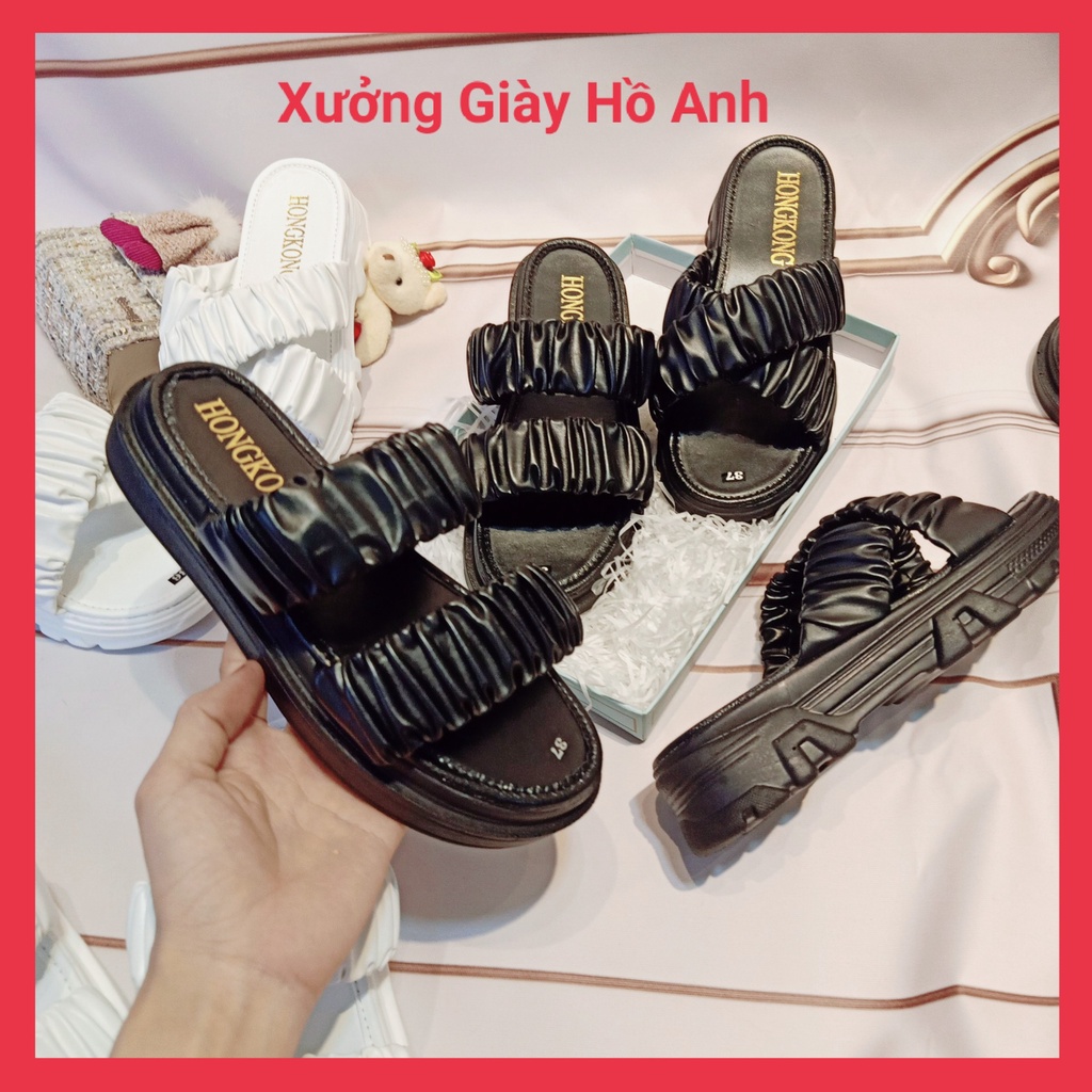 Dép Bánh Mì Nữ Đế Cao Quai Nhúm Chéo Siêu Nhẹ Êm Sang Chảnh