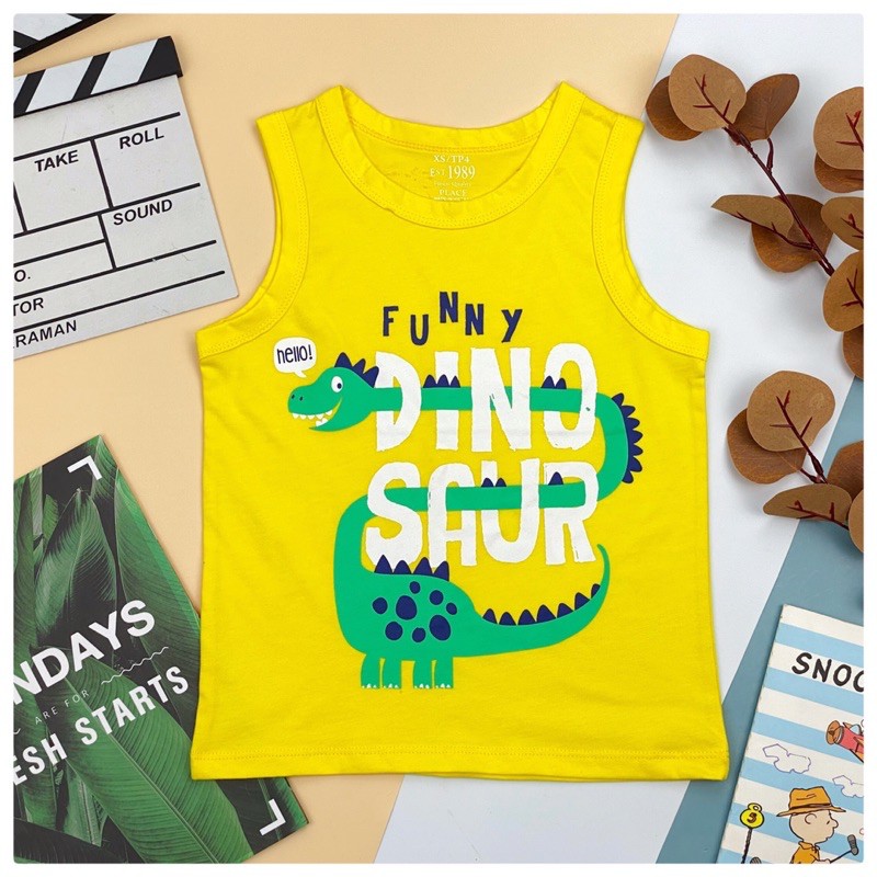 Áo sát nách chất cotton mát lịm kết hợp nhiều hình ảnh ngộ nghĩnh cho bé trai từ 18-40kg