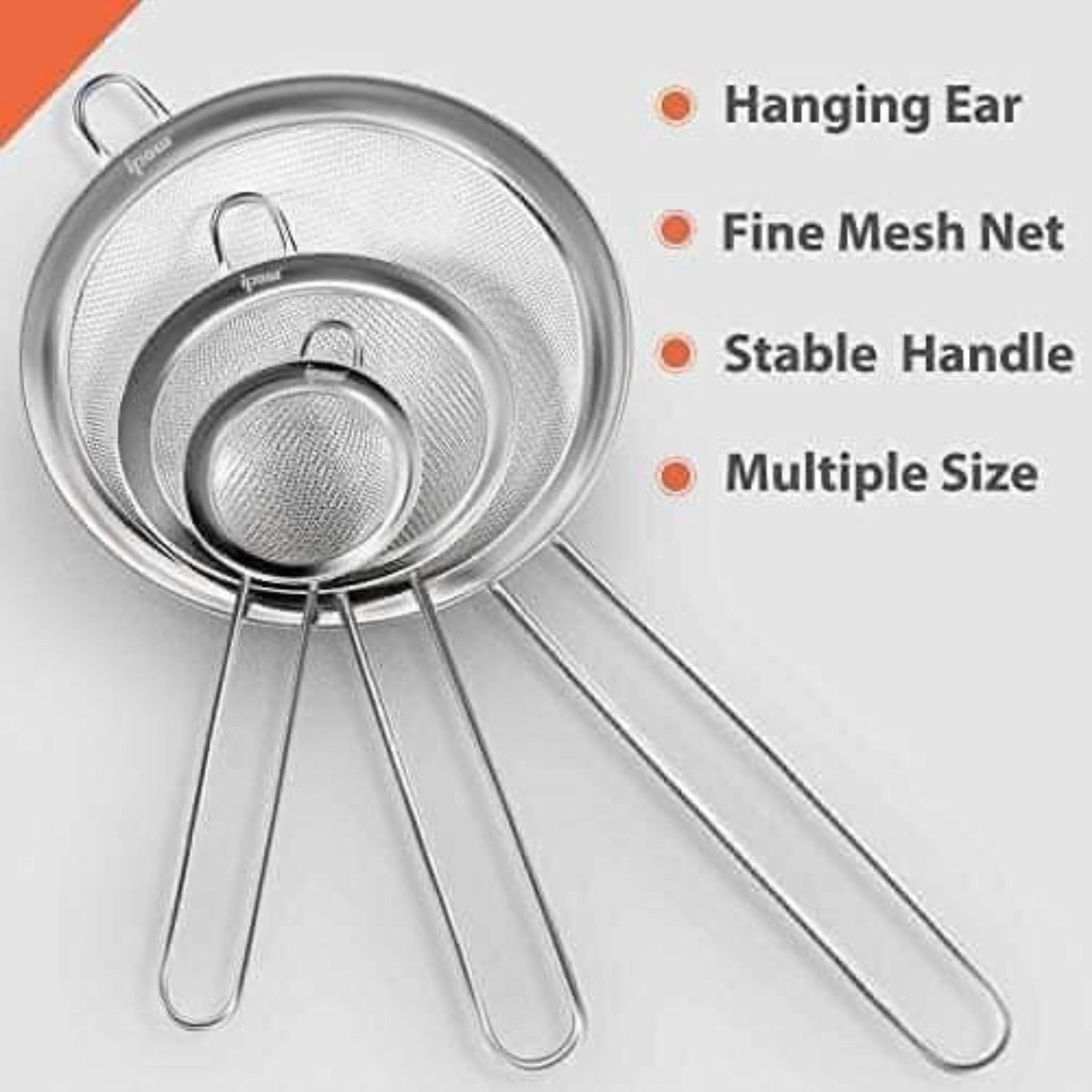 Set 3 rây lọc Cuisinart Pháp chất liệu thép không gỉ, rây mịn