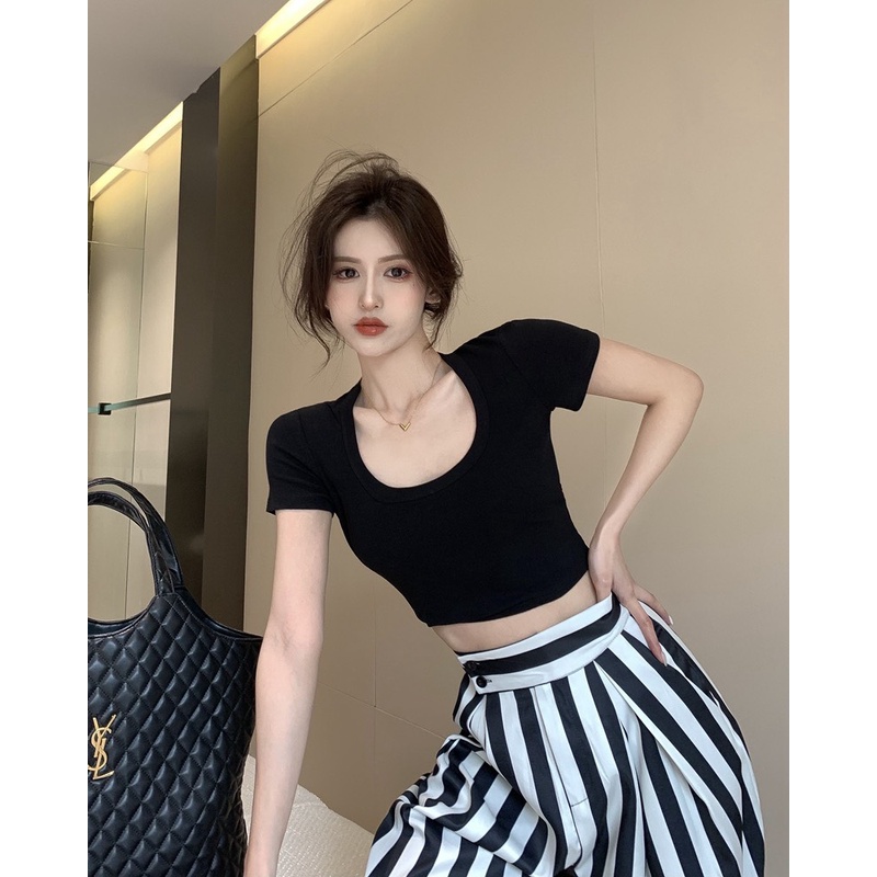 Áo Croptop Thun Gân Trơn Basic LSEOUL A2459 Thoáng Mát Trẻ Trung Năng Động