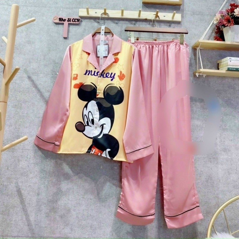 Đồ Ngủ💖Đồ Bộ Pijama Lụa Tay Dài Thiết Kế Họa Tiết In 3D Dễ Thương | BigBuy360 - bigbuy360.vn