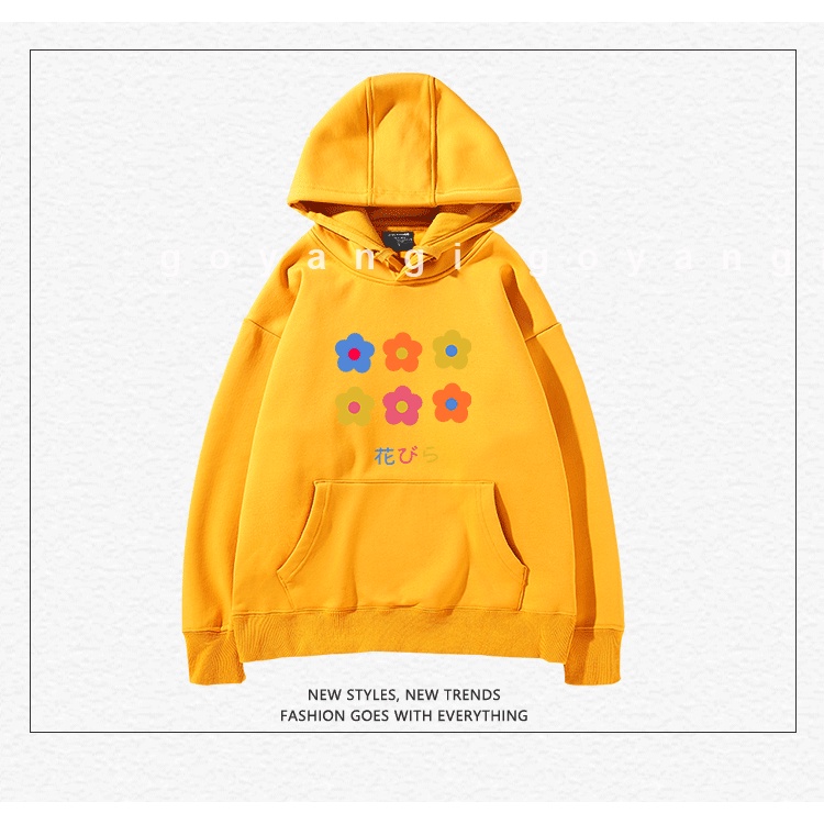 Áo Hoodie GYG Unisex Flowers Form Rộng Oversize Phong Cách Hàn Quốc