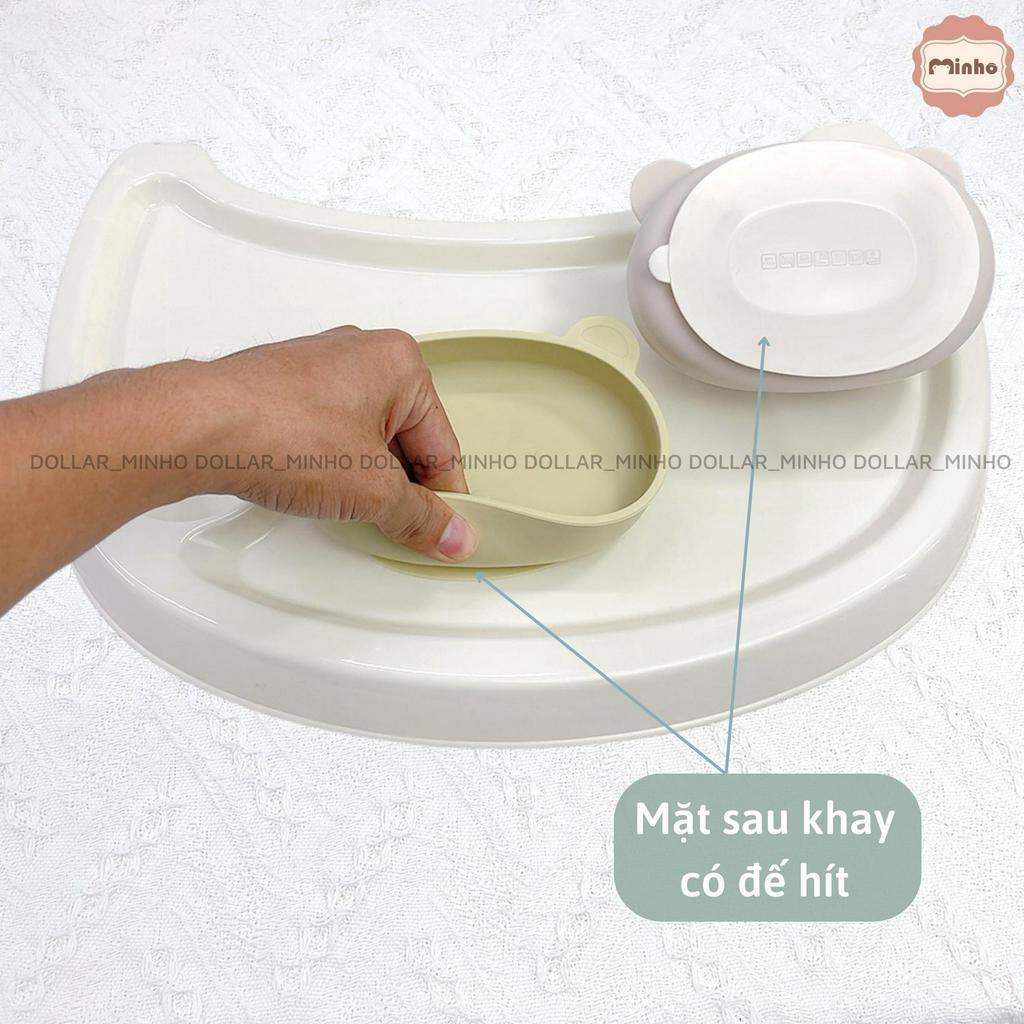 Bát ăn dặm hình gấu có đế hít chống đổ hàng loại 1, mẫu mới Dollar Minho