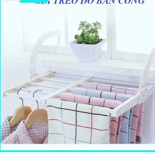 Kệ giá phơi treo để đồ treo ban công lan can bệ cửa sổ ngoài trời sào nhựa phơi khăn quần áo tất vớ tháo xếp gấp gọn