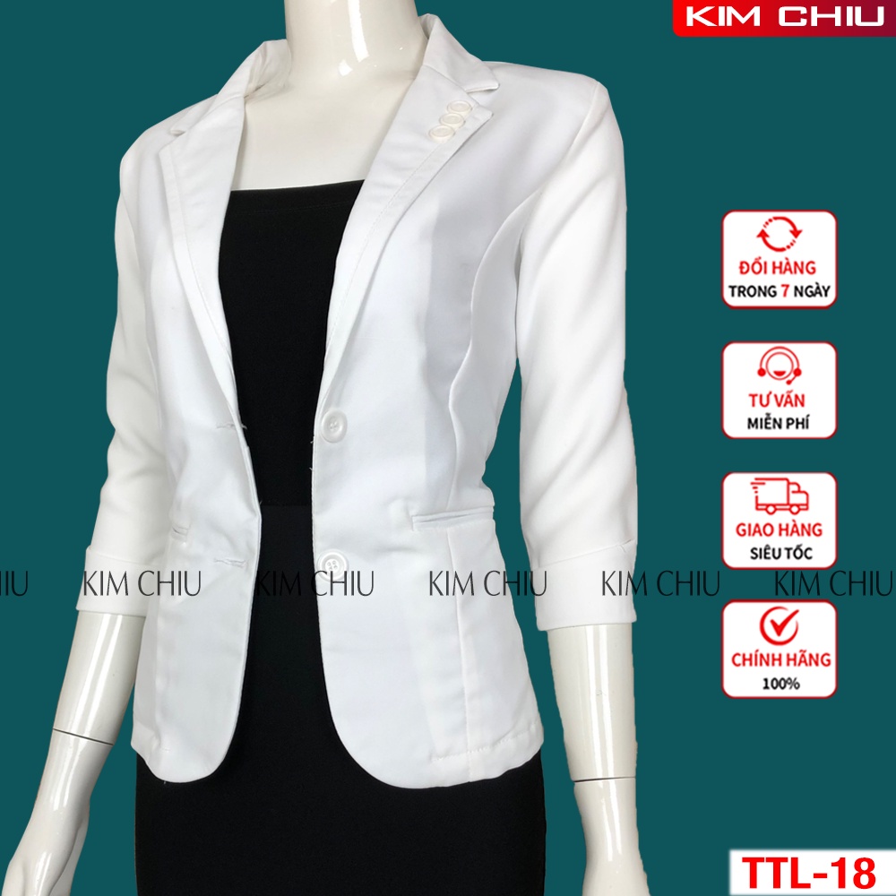 Áo Vest Nữ Công Sở Kim Chiu Cao Cấp Màu Trắng Vải Tuyết Mưa Tay Lỡ Form Đẹp Từng Đường Kim Mũi Chỉ VTL-18