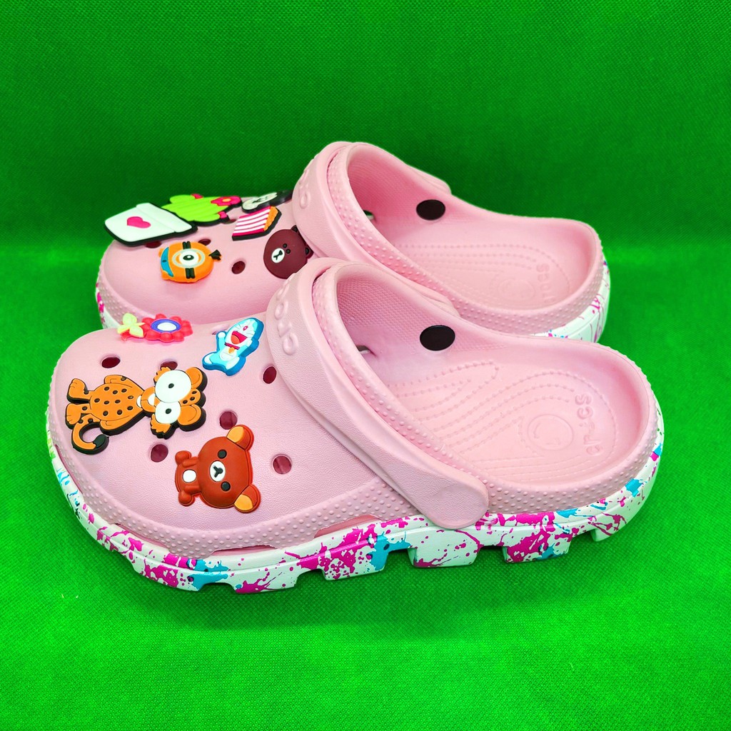 dép cross nữ  vảy sơn màu  hồng phấn MAICROSSPG9 tặng 12jibitz gắn dép cross, sticker gài dép crocs