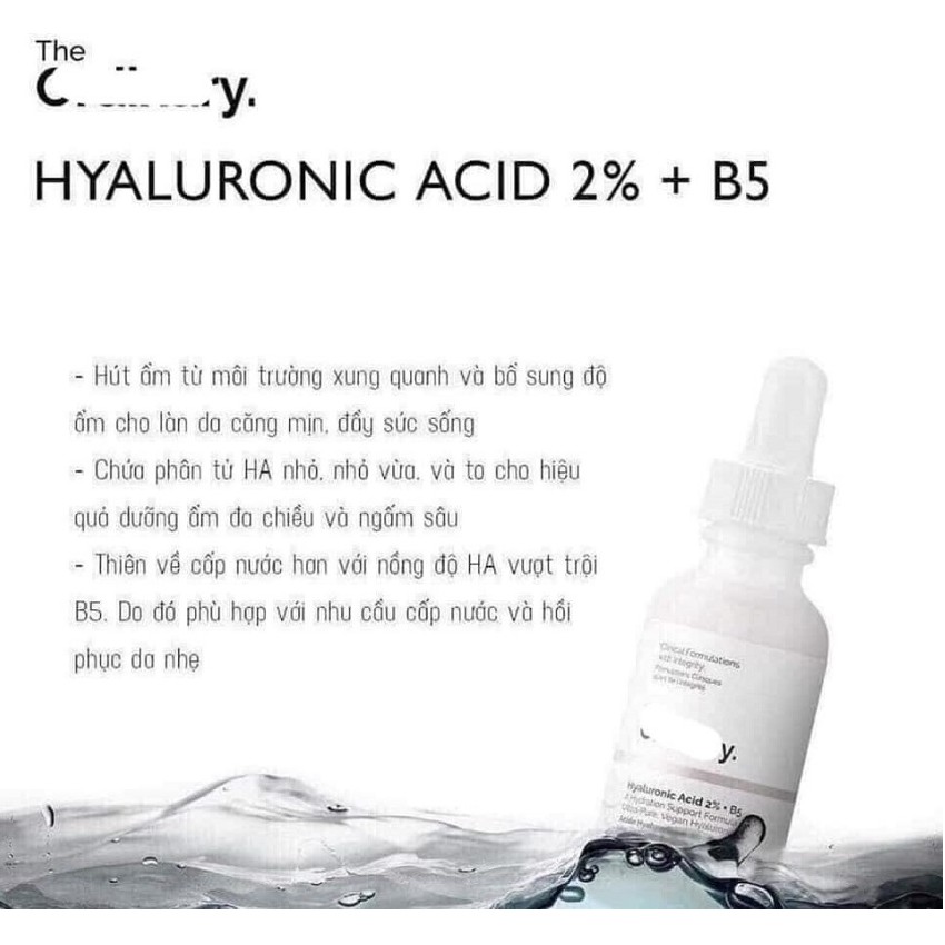 Tinh chất cấp nước và phục hồi da The Ordinary Hyaluronic Acid 2% + B5 Serum Auth Hàn Quốc