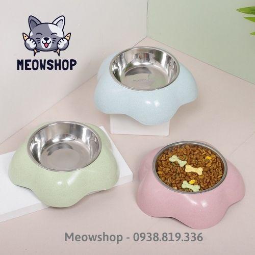 Bát ăn lòng inox cho chó mèo hình hoa