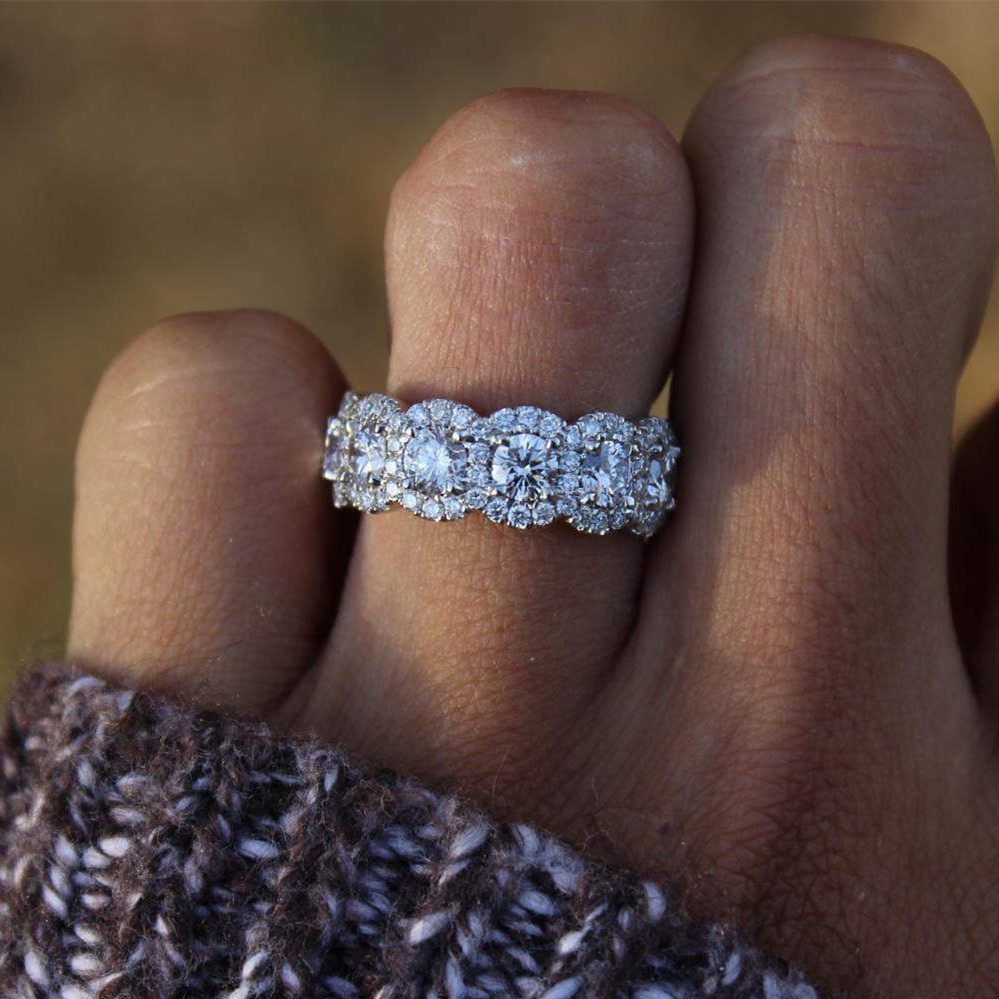 Nhẫn đính đá zircon giả phong cách Âu Mỹ dành cho nữ
