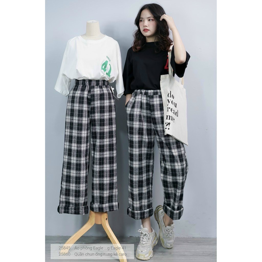 {Hàng chất giá tốt} quần Kẻ ống suông full màu như hình