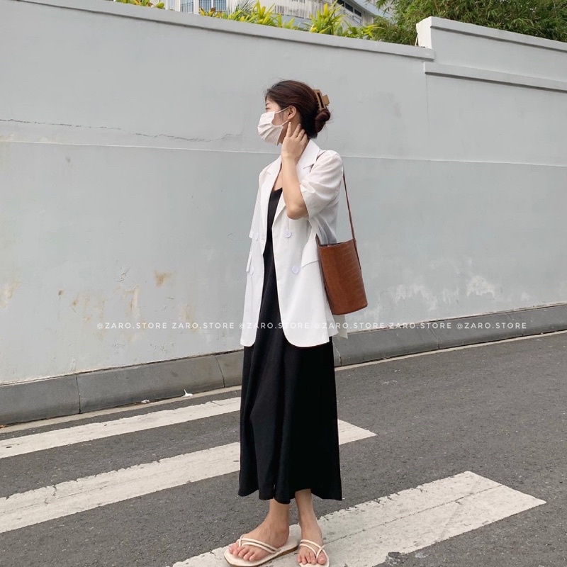 Áo blazer ngắn tay cúc sau | BigBuy360 - bigbuy360.vn