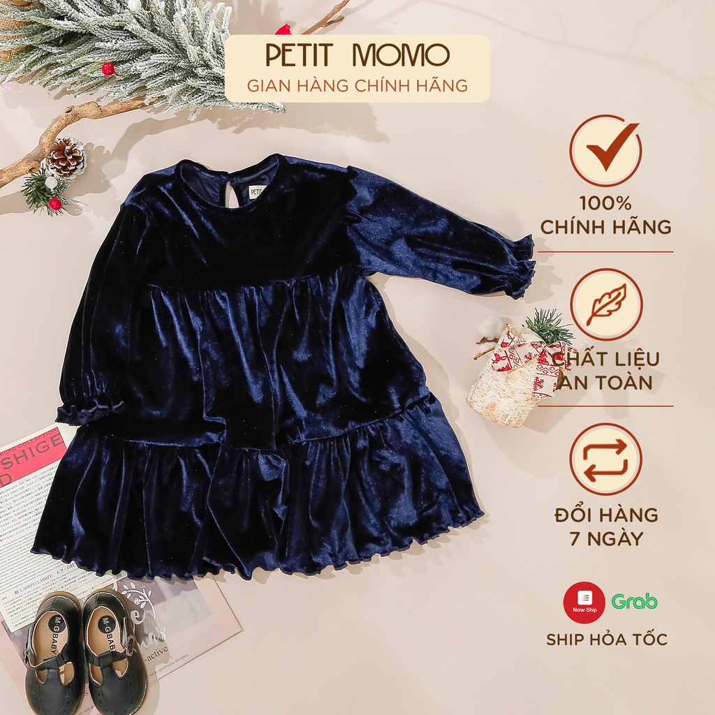 Váy Bé Gái Mùa Đông 1-6 Tuổi PETIT MOMO Chất Vải Nhung Cao Cấp Thiết Kế Dáng Xòe 3 Tầng Cổ Tròn H137