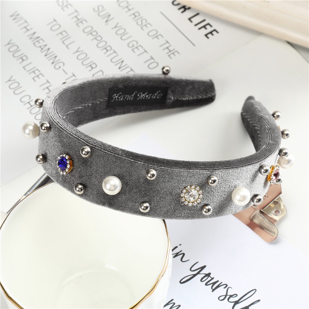 Băng Đô Vải Nhung Đính Ngọc Trai Thời Trang Hàn Quốc