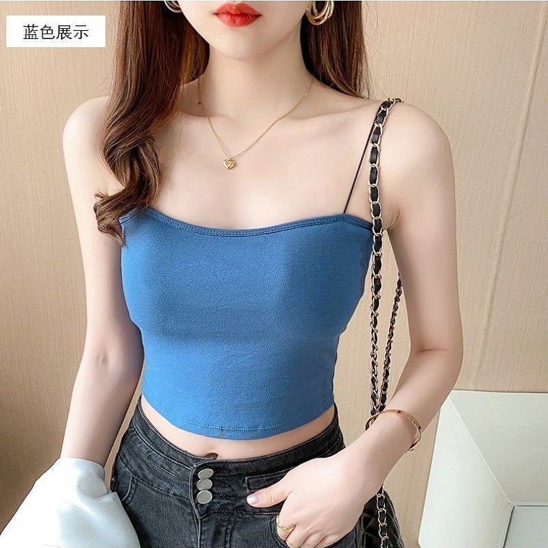 Áo 2 dây sợi bún mặc với vest nữ đẹp - Áo croptop dây bún đẹp màu đen màu trắng màu xanh