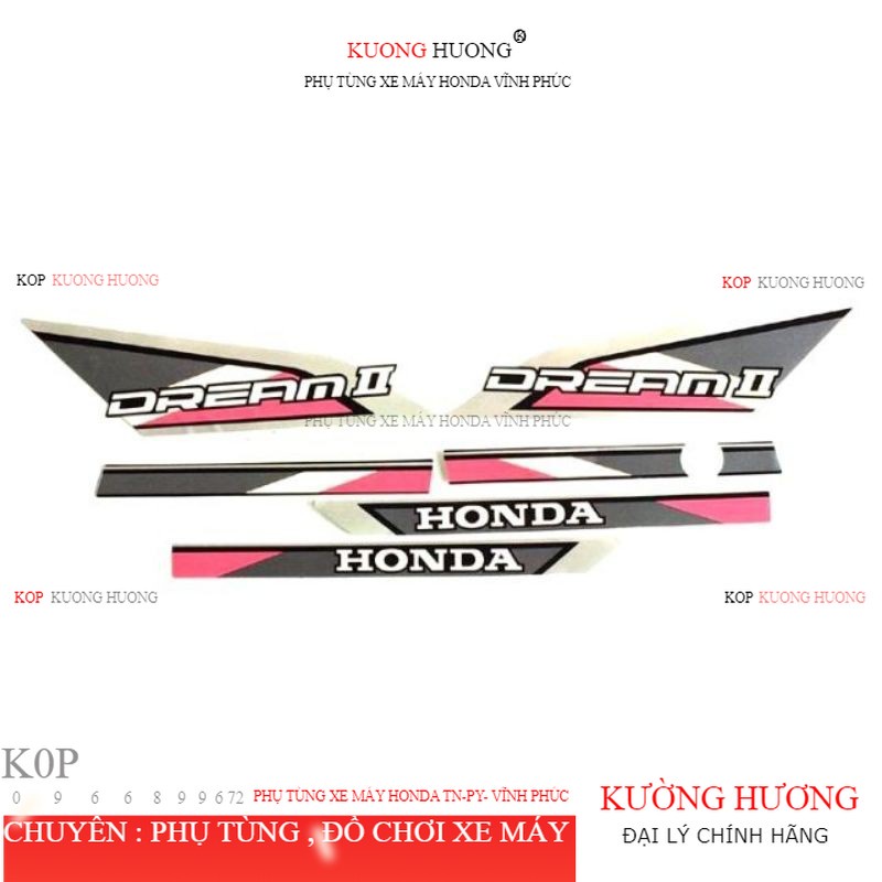 Tem Dream Thái hồng đẹp 3 lớp (Honda chữ to thân xe dán dàn áo) (-10%)