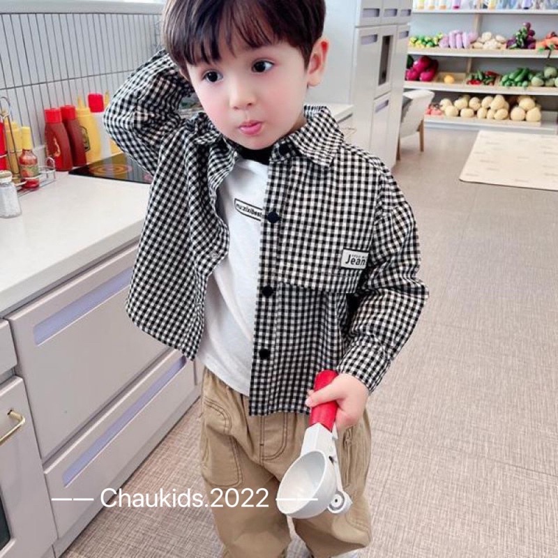 Set sơmi quần kaki cho bé trai xịn xò hàn quốc