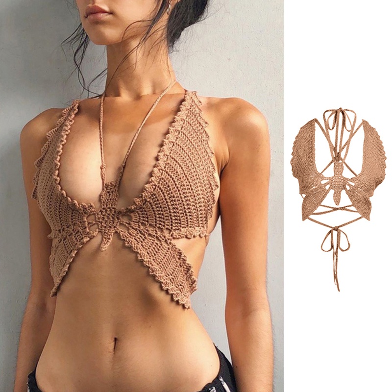 Xixi Áo Lót Đan Len Cổ Chữ V Khoét Sâu Gợi Cảm Cho Nữ