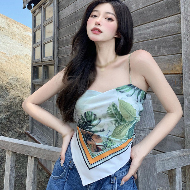 Áo Yếm Hoa In Thiết Kế Hở Lưng Quyến Rũ