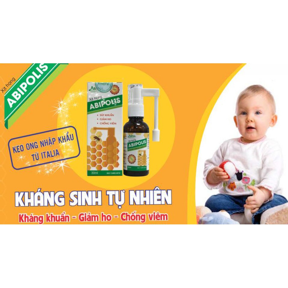 Xịt họng Abipolis – Keo ong kháng khuẩn, giảm ho, chống viêm