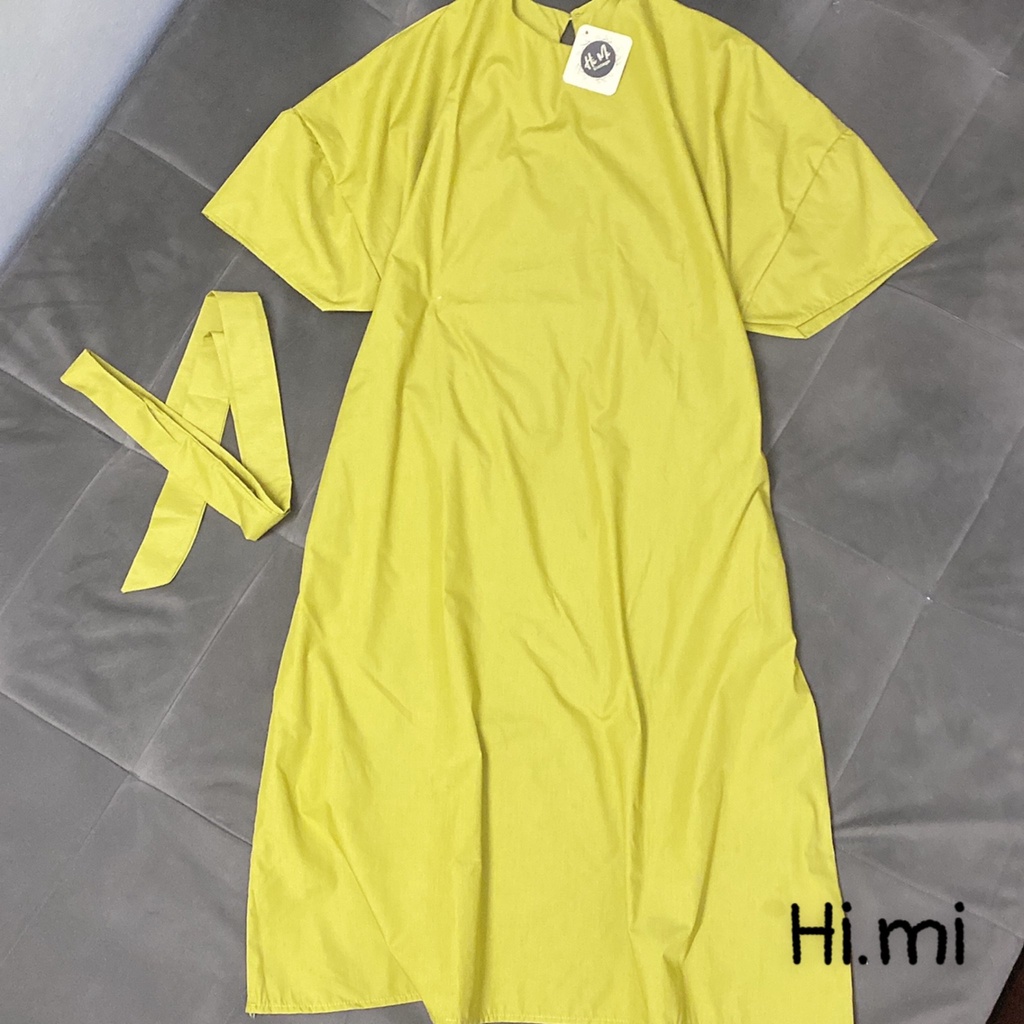 Đầm dài maxi dáng rộng suông tay dơi màu cốm siêu xinh mặc thoải mái, bầu bì diện vô tư | BigBuy360 - bigbuy360.vn
