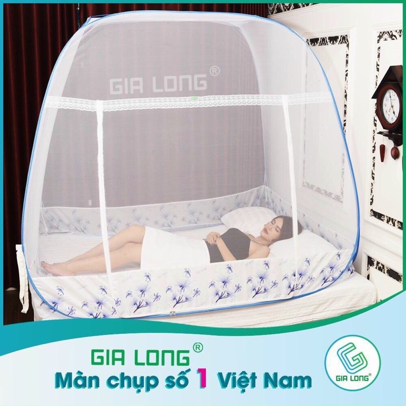 Màn Chụp Tự Bung [Đỉnh Rộng, Khung Thép] Không Đáy Cao cấp, Chính Hãng Gia Long - kích thước 1m6, 1m8, 2m2