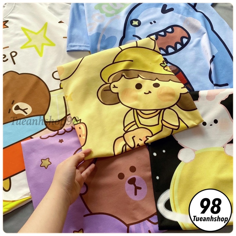 XẢ KHO GIÁ SIÊU HẠT DẺ  Áo Thun Hoạt Hình Cartoon chuyển nhiệt cao cấp - Áo from rộng tay lỡ Unisex Freesize 38-65KG