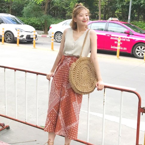 Túi xách đeo vai Labonia bằng cói dạng lưới thời trang đi biển