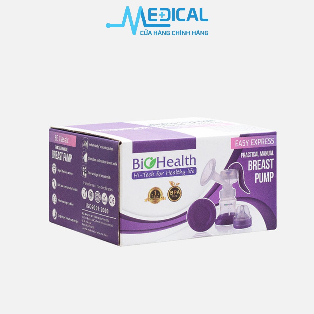 Bộ dụng cụ hút sữa bằng tay BIOHEALTH đệm massage sillicon hình cánh hoa tạo cảm giác êm ái khi hút sữa - MEDICAL