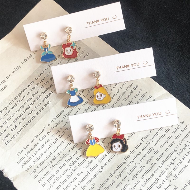 DISNEY Bông Tai Hình Công Chúa Bạch Tuyết Phong Cách Hàn Quốc Cho Nữ