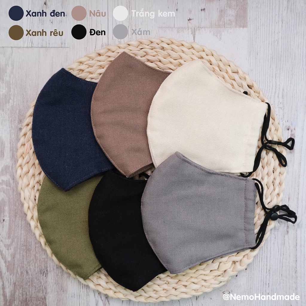 KHẨU TRANG 3D FULL LINEN NEMO HANDMADE, CHỐNG NẮNG, CHỐNG BỤI, KHÁNG KHUẨN, HỢP THỜI TRANG - KTFLN