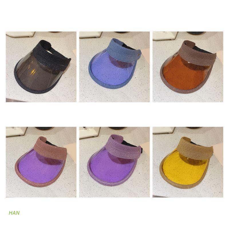 Mũ Che Nắng Hở Chóp Màu Trong Suốt Lấp Lánh Thời Trang Đi Biển Cho Nữ