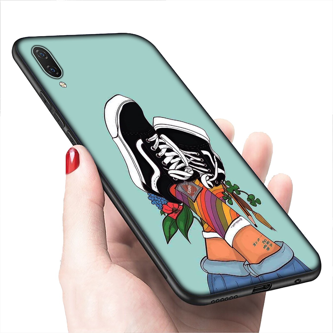 Soft Silicone iPhone 11 Pro XR X XS Max 7 8 6 6s Plus + Cover flower Logo VANS Phone Case