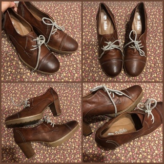 Giày da nữ Oxford cao gót vintage