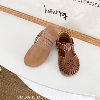(Ảnh thật) Sandal nâu vintgae viền lỗ