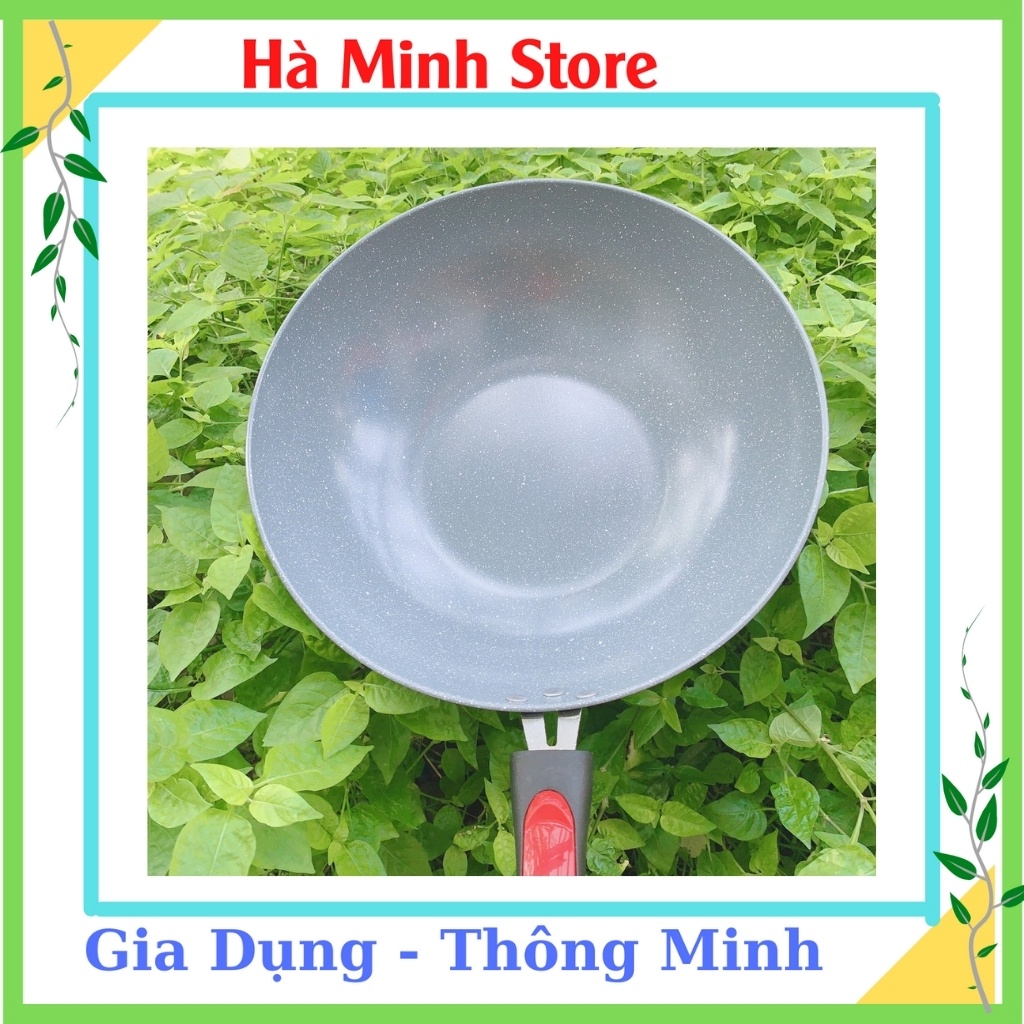 Chảo Đá Sâu Lòng Ceramic Size 32 Siêu Chống Dính, An Toàn, Không Đổi Màu, Dùng Cho Tất Cả Các Loại Bếp, Gia Dụng Hà Minh