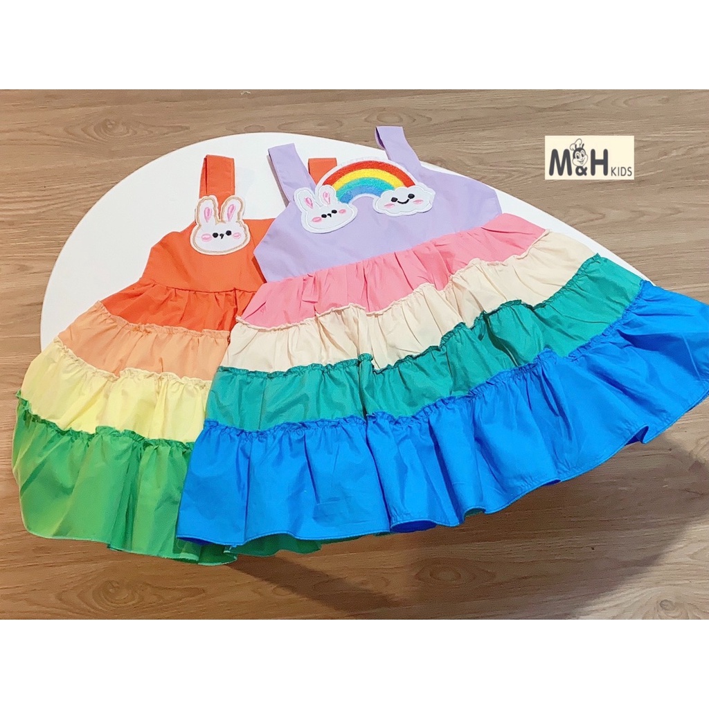 VAY32 - Váy xòe cầu vồng, chất thô mềm cho bé từ 14-28kg, Richkid123