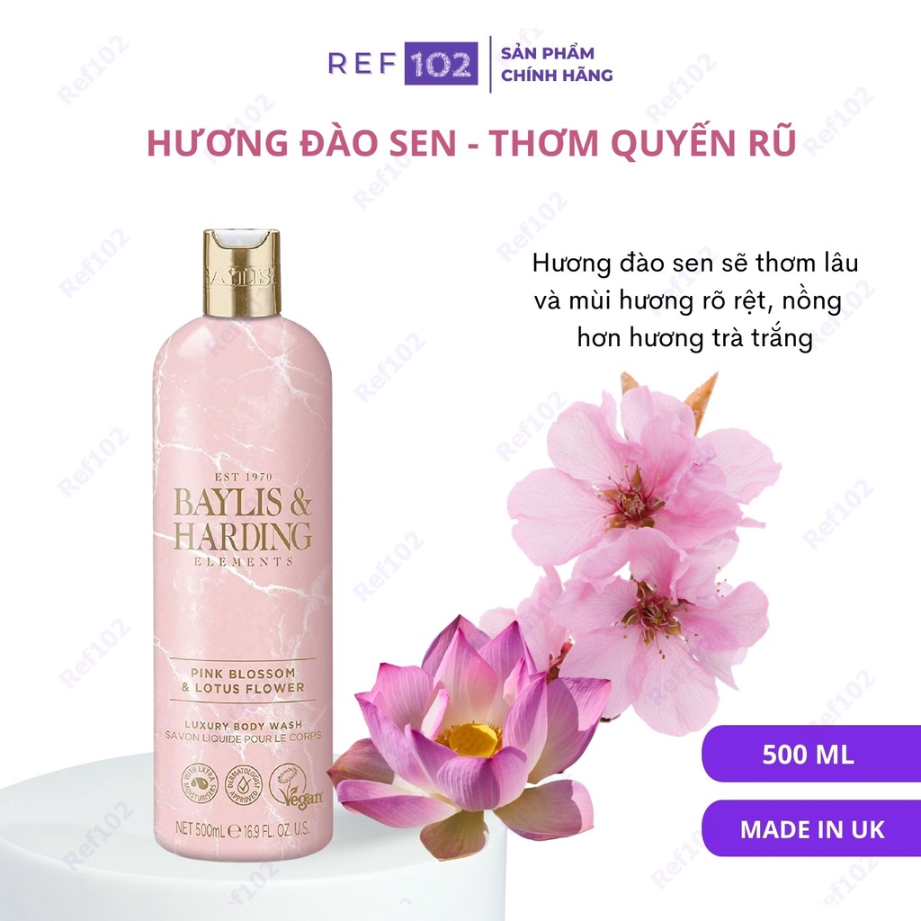 Sữa tắm cao cấp Baylis Harding Trà Trắng Neroli và Pink Blossom Lotus 500ml made in UK