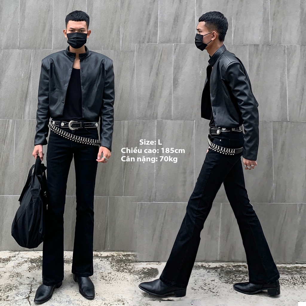 Quần Jeans Nam dáng Loe dày dặn - Black Flare Jeans NGO